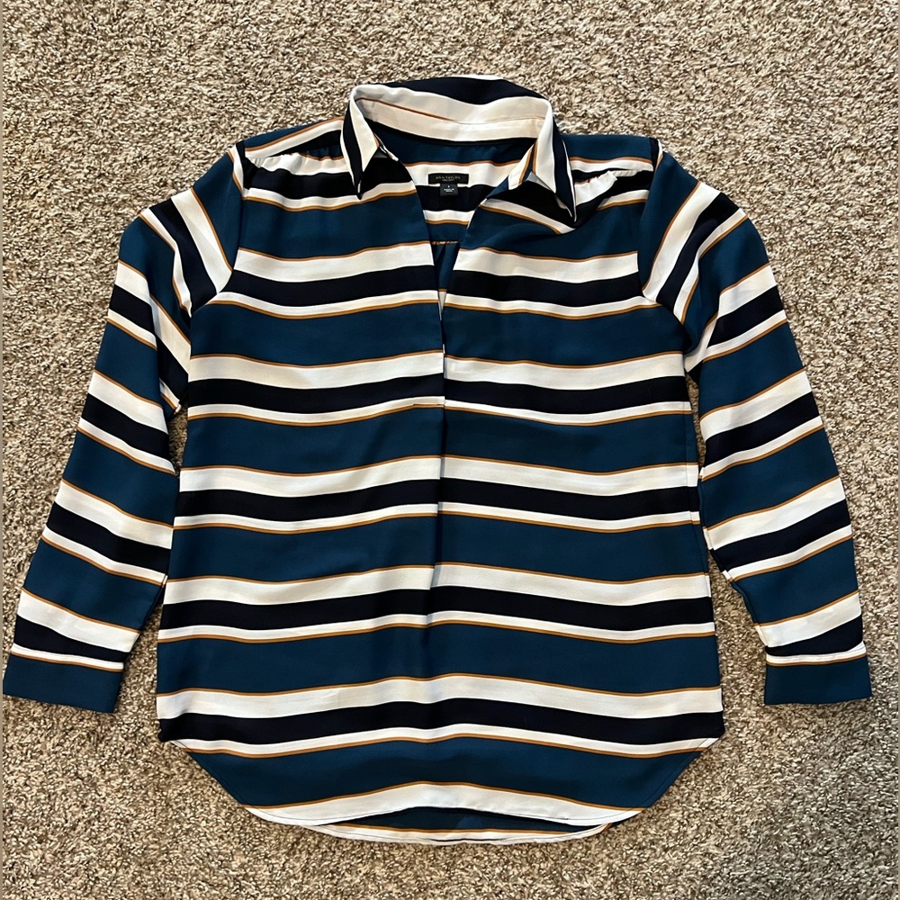 Ann Taylor Collared Striped Blouse